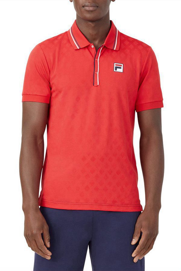 Camisas Polo Fila Hombre Rojas - Heritage Jacquard - España 096231HPS